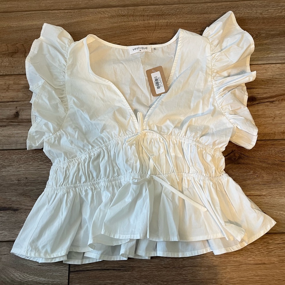 White Vestique Crop Blouse size medium